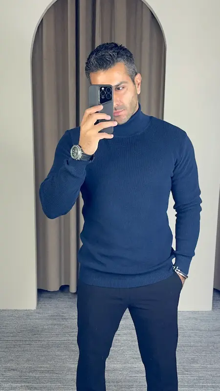 بافت یقه اسکی مردانه