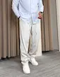 شلوار اسلش راسته پارچه تنسل مردانه طوسی