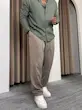شلوار اسلش راسته پارچه تنسل مردانه نسکافه ای