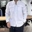 پیراهن لینن 2 جیب آستین بلند مردانه سفید