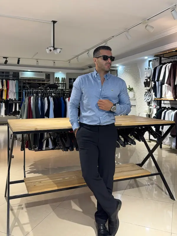 پیراهن آکسفورد LACOSTE آستین بلند مردانه CMCL007