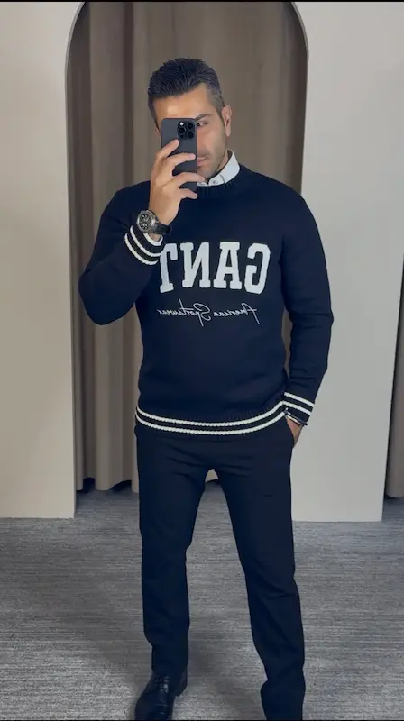 بافت یقه گرد مردانه GANT