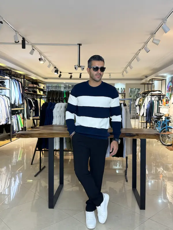 بافت یقه گرد رینگر مردانه