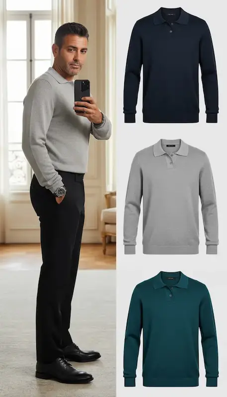 بافت یقه دار 2 دکمه کلاسیک مردانه 