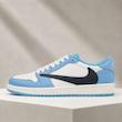 کتونی نایکی جردن ۱ ترویس اسکات زنانه (Travis Scott x Jordan 1 Low) - نسخه آبی آسمانی (UNC)