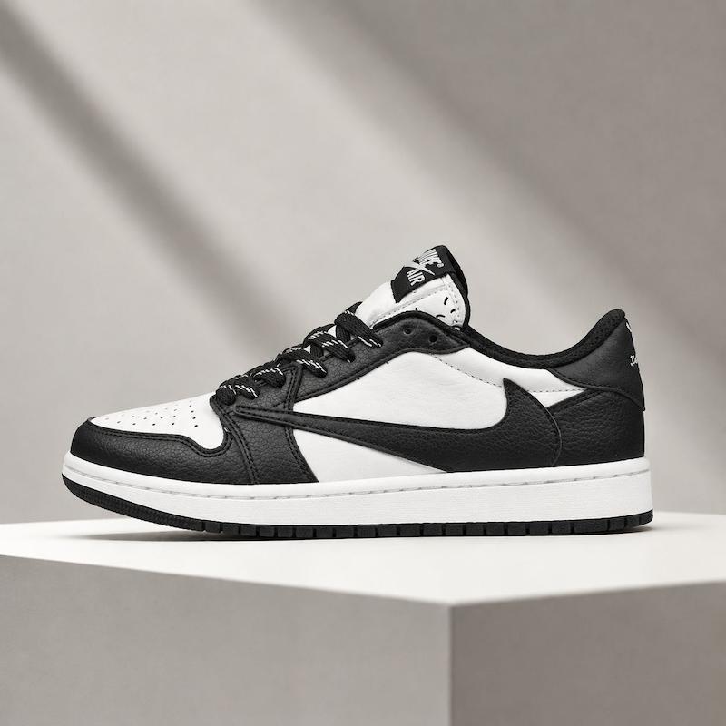 کتونی نایکی جردن ۱ ترویس اسکات زنانه (Travis Scott x Jordan 1 Low) - رنگ مشکی سفید (Reverse Panda)