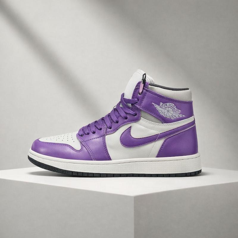 کتونی نایکی ایر جردن 1 ساق‌بلند زنانه سفید بنفش | Nike Air Jordan 1 High White Purple