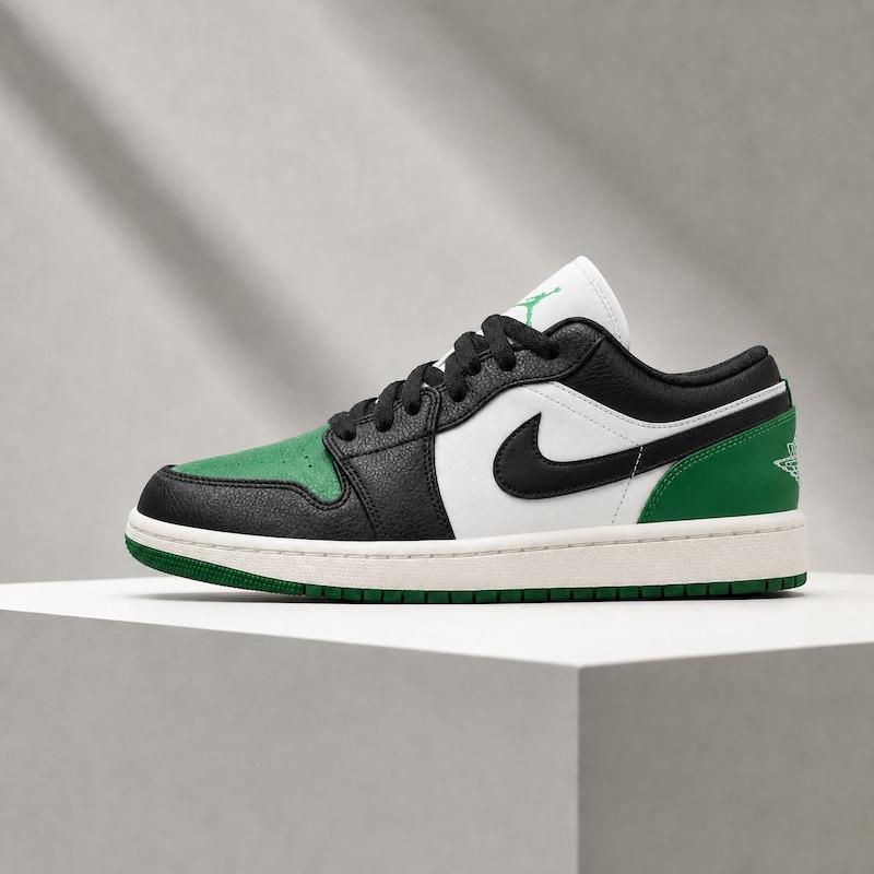 کتونی نایکی جردن 1 لو مردانه سفید مشکی سبز | Nike Air Jordan 1 Low Black White Green