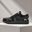 کتونی نایک ایر جردن ۱ لو مردانه مشکی با دوخت سفید و طرح استوسی  Nike Air Jordan 1 Low Black White Stitch Stussy Style