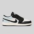 کتونی جردن ۱ لو مردانه مشکی سفید آبی یخی طرح استریت‌ور Jordan 1 Low Black White Ice Blue Streetwear Style