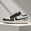 کتونی جردن ۱ لو مردانه مشکی سفید آبی یخی طرح استریت‌ور Jordan 1 Low Black White Ice Blue Streetwear Style