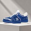 کتونی لویی ویتون مردانه مدل LV Trainer رنگ آبی رویال و سفید   Louis Vuitton LV Trainer Royal Blue White Sneakers