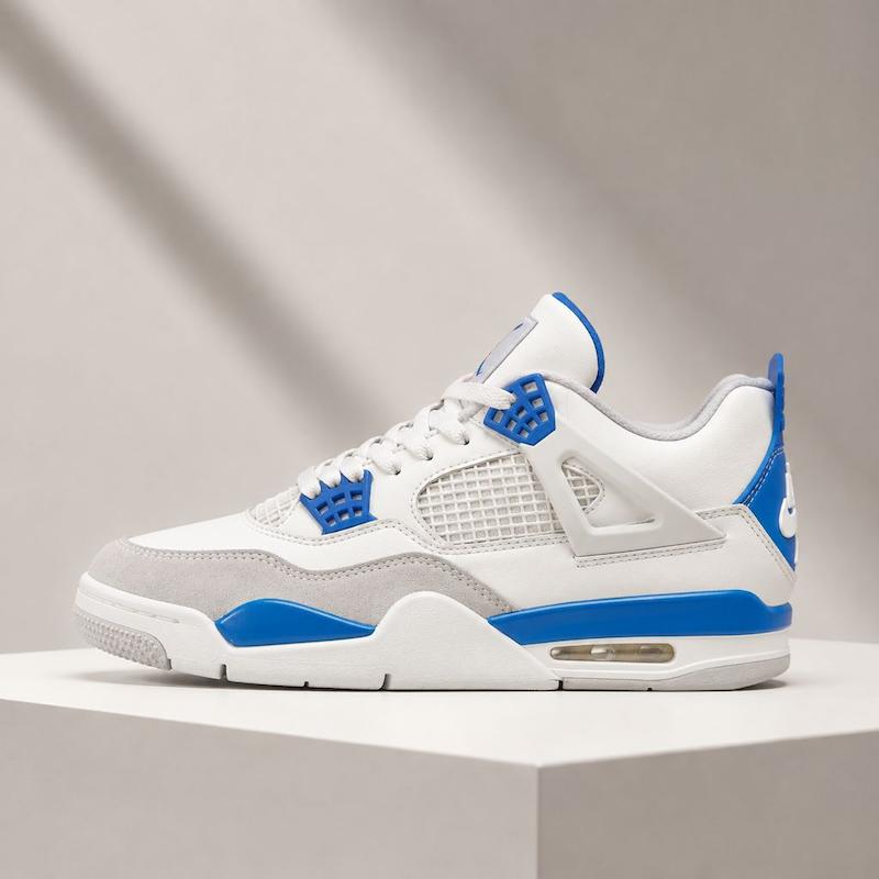 کتونی نایکی ایر جردن ۴ رترو سفید آبی  Nike Air Jordan 4 Retro White Blue