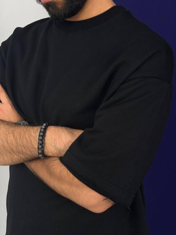 تیشرت آستین ۳ ربع بیسیک مشکی