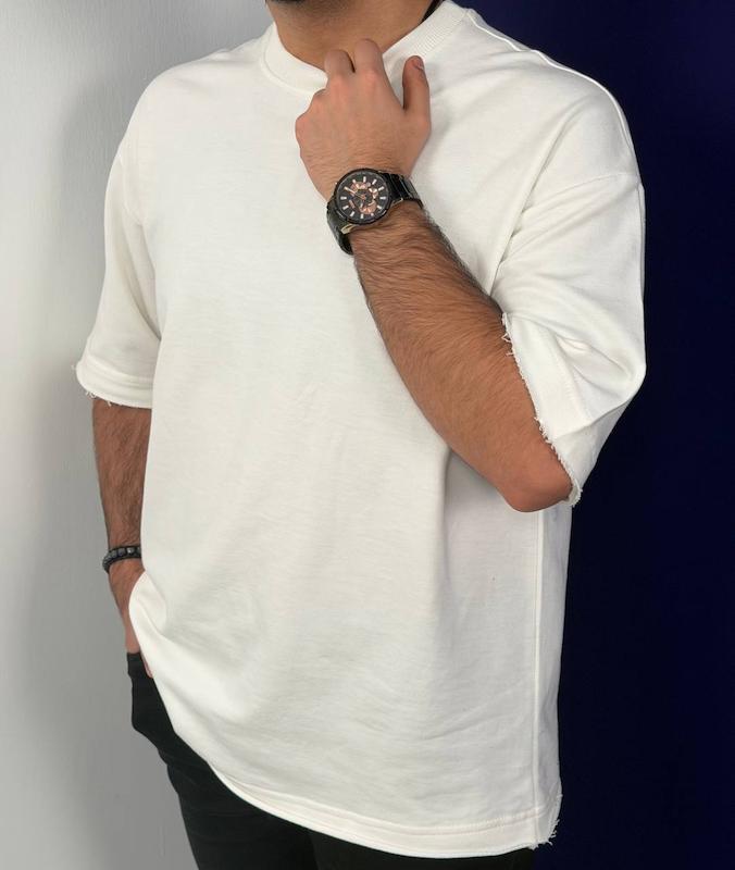 تیشرت آستین ۳ ربع بیسیک سفید