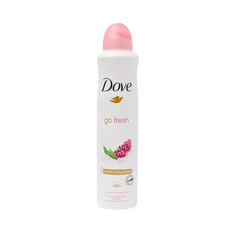 ✨ اسپری ضدتعریق Dove Go Fresh Pomegranate & Lemon Verbena | محافظت ۴۸ ساعته | رایحه انار و لیمو وربنا | بدون الکل و نرم‌کننده پوست