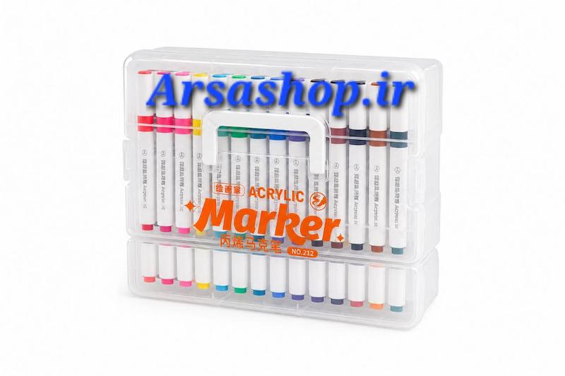  ماژیک اکرلیک حرفه ای برند Acrylic marker مجموعه ۲۴ عددی مدل چمدان دو طبقه
