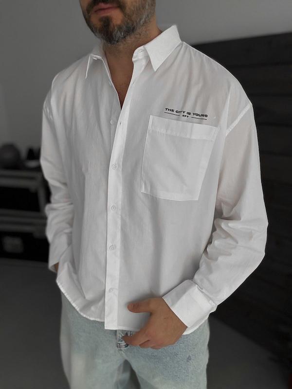 پیراهن تک جیب سفید