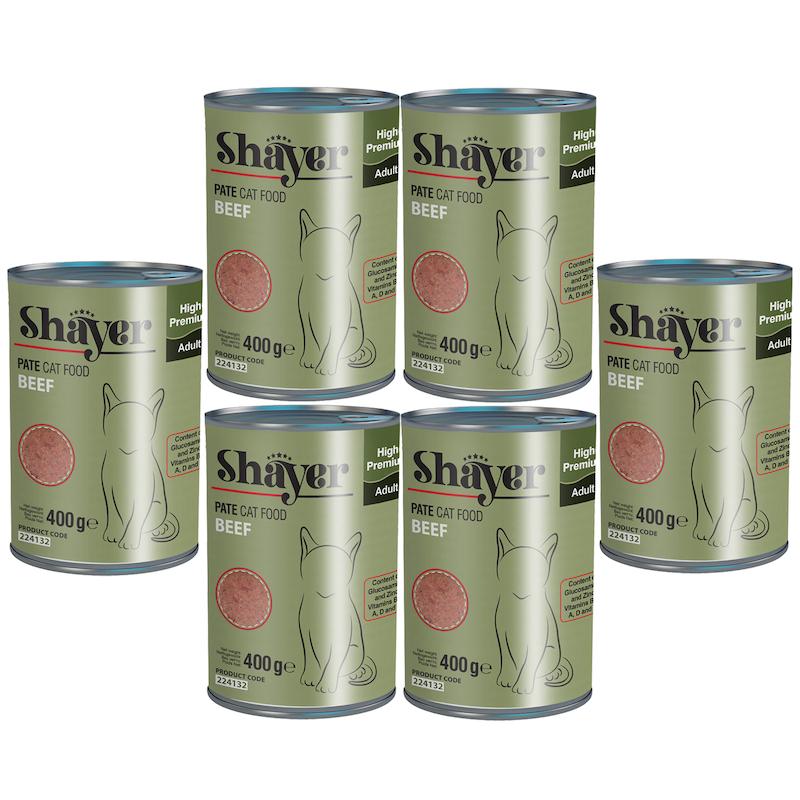 کنسرو غذای گربه شایر مدل گوشت وزن 400 گرم بسته 6 عددی