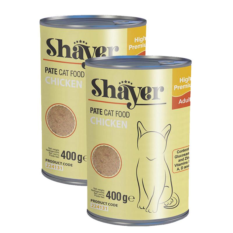 کنسرو غذای گربه شایر مدل مرغ کد sh312 وزن 400 گرم بسته 2 عددی