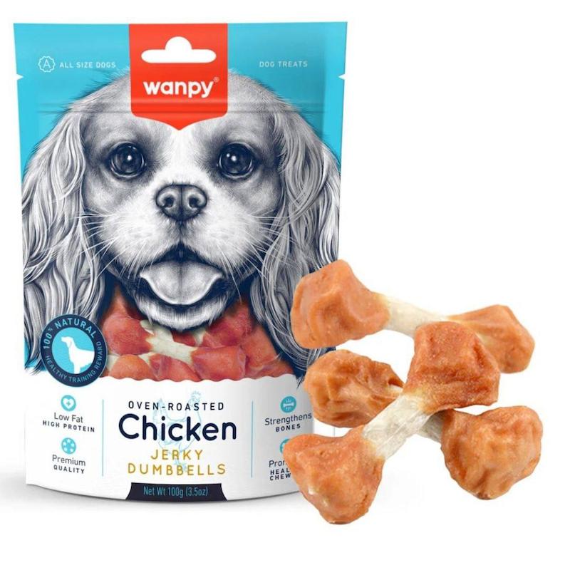 تشویقی سگ ونپی با طعم مرغ جرکی مدل دمبل 100 گرم