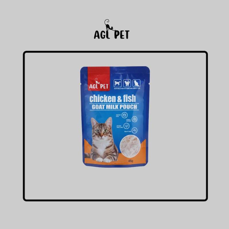 پوچ AGL PET شیر بز با طعم مرغ و ماهی 85 گرم