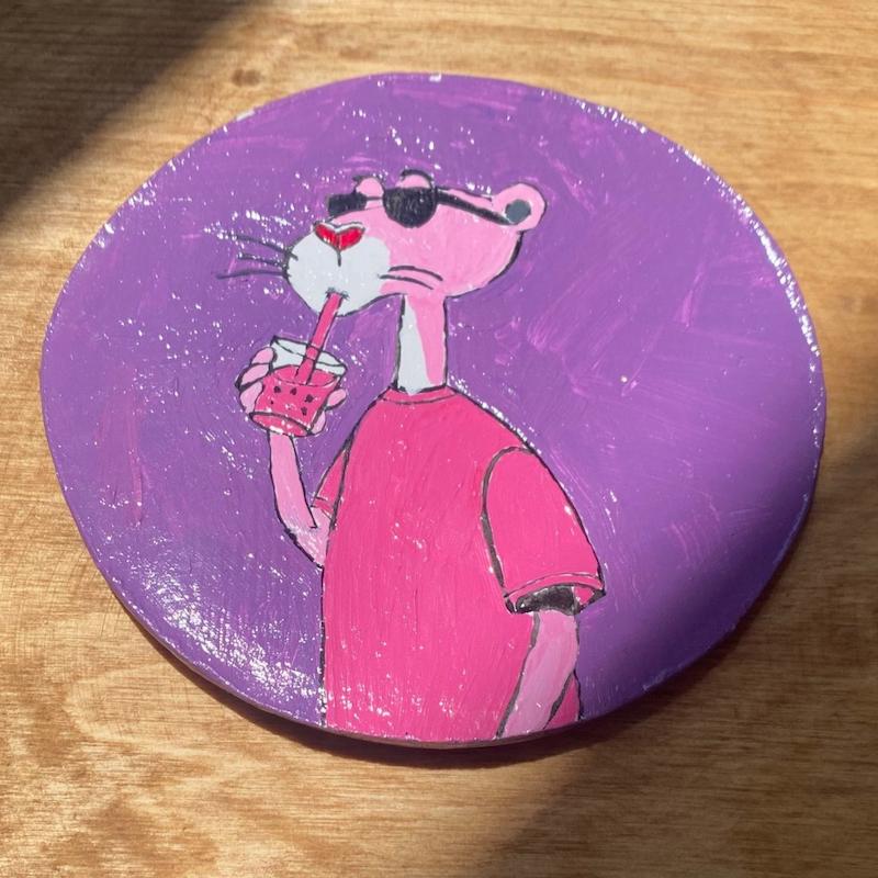 زیرلیوانی پلنگ صورتی