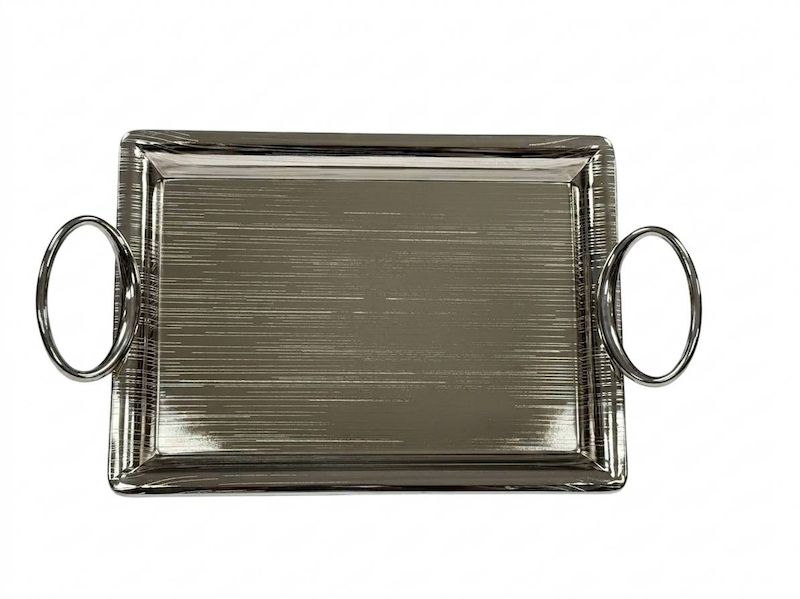 سینی پذیرایی  مستطیل وارداتی مدل 4801 - آبکاری سیلور رنگ ثابت