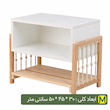 میز پاتختی بدون کشو با کفی مکرومه بافی و چوب طبیعی
