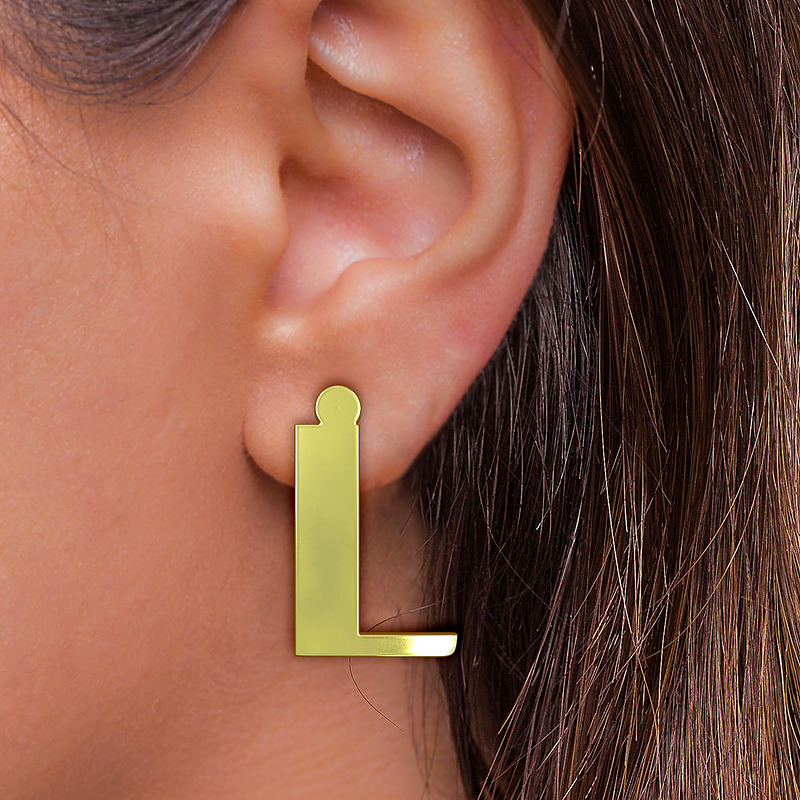 گوشواره طلا مدل حرف L کد GA16872