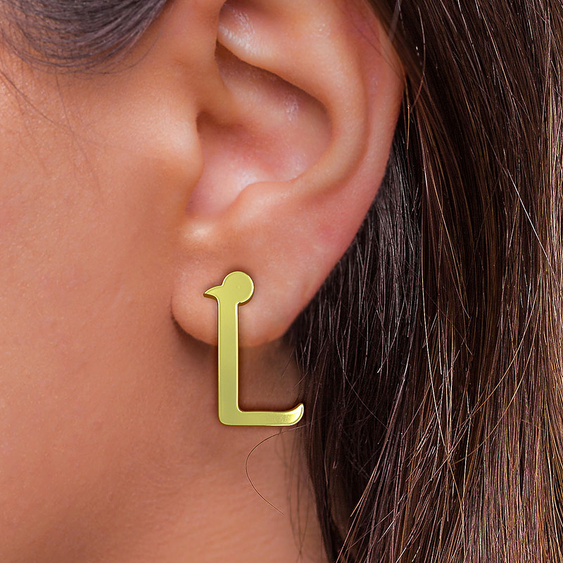 گوشواره طلا مدل حرف L کد GA16924