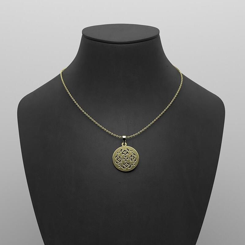 گردنبند طلا 18 عیار زنانه مدوپد مدل دایره و گل کد RR1225