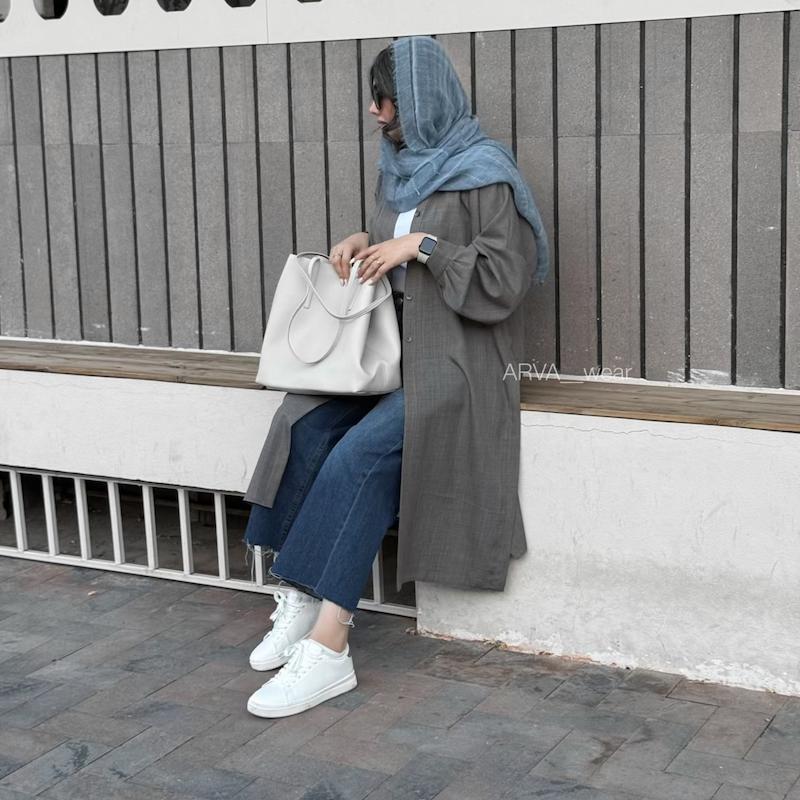 شومیز بلند طوسی