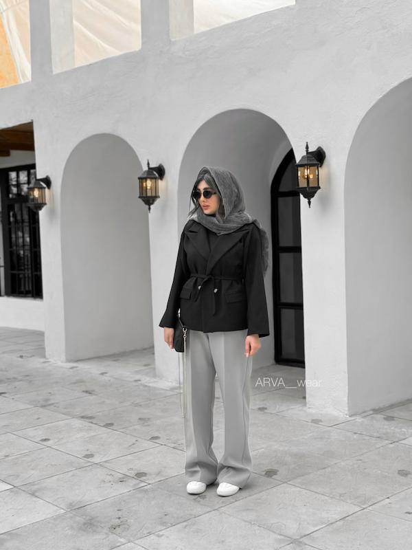 کت کارتیر کمردار مشکی