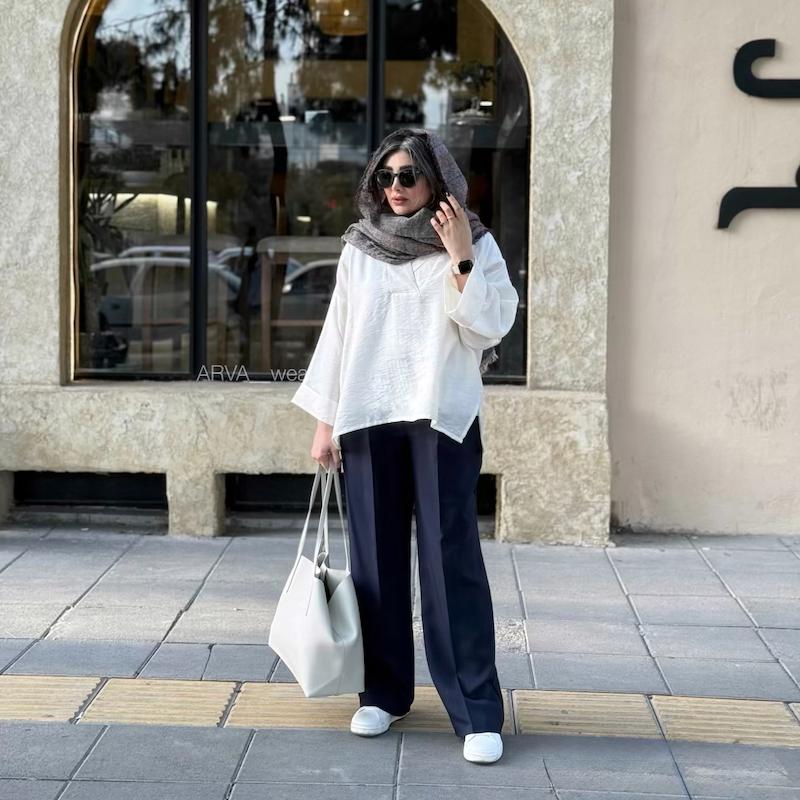 شومیز جلوبسته شیری