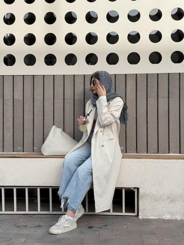 کت لینن بلند کرم