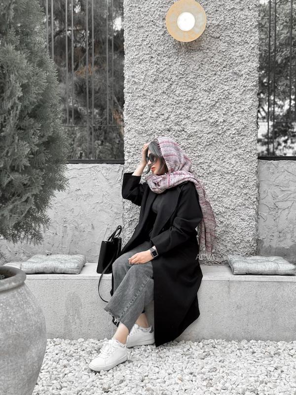 کت لینن بلند مشکی