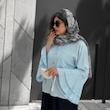 شومیز آستین کلوش آبی