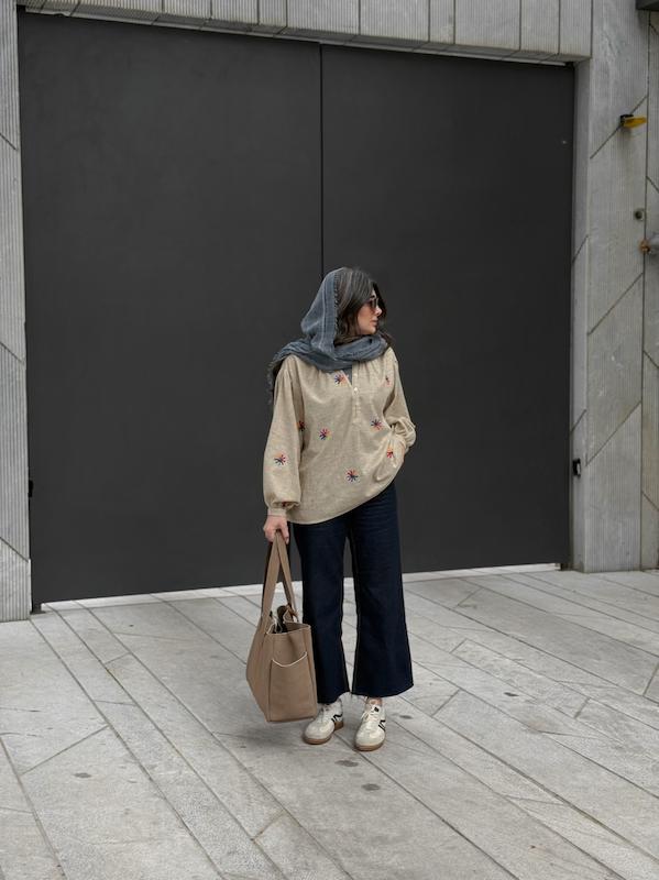 شومیز لینن هندی گلدوزی