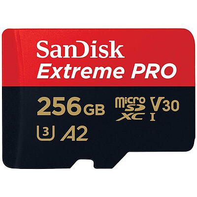 رم میکرو 256 گیگ سن دیسک SanDisk Extreme Pro V30 U3 A2 C10 200MBs + خشاب