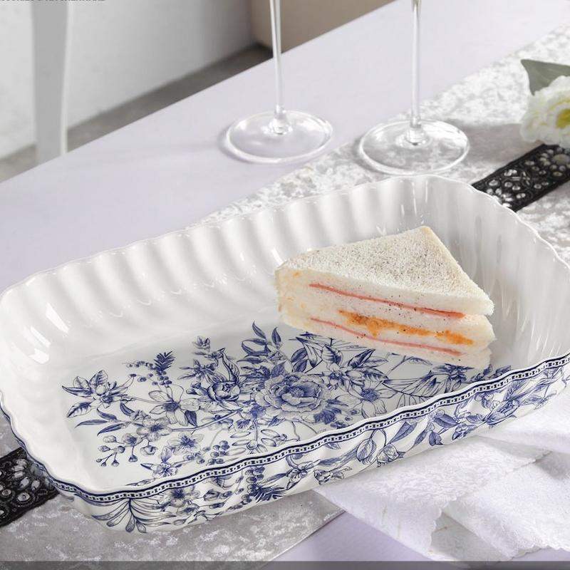 مرغ خوري مستطيل بزرگ طرح LOTUS کدGK701135-1   