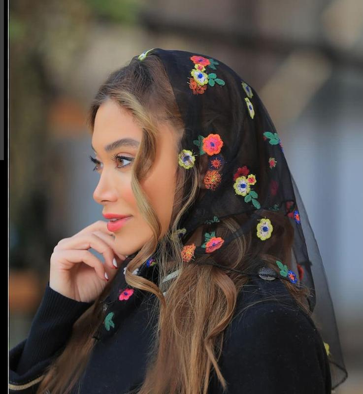 مینی اسکارف مزونی تور گلدوزی - روسری مینی اسکارف جدید