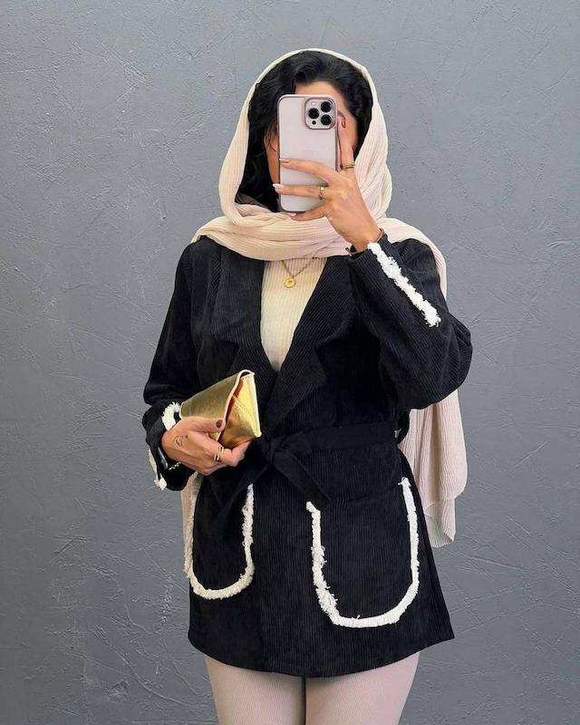 کت  مانتو مجلسی  مخمل کبریتی ریز