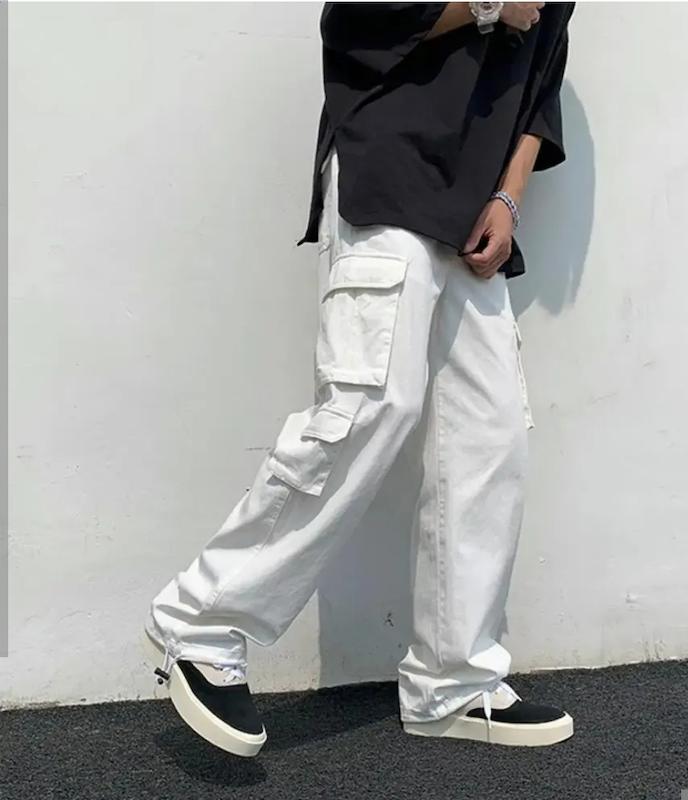 شلوار کتان سفید   کارگوشش جیب مردانه ترک