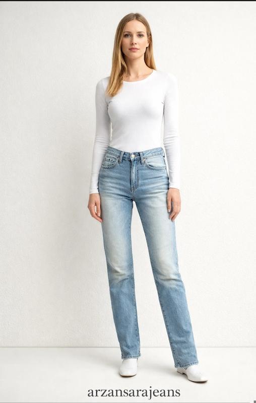 *خرید شلوار جین زنانه قدبلند دکمه‌ای | arzansarajeans