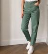 شلوار مام فیت دخترانه و پسرانه  پشت کمرکش دار رنگ سبز (Green Mom Fit Pants)