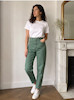 شلوار مام فیت دخترانه و پسرانه  پشت کمرکش دار رنگ سبز (Green Mom Fit Pants)