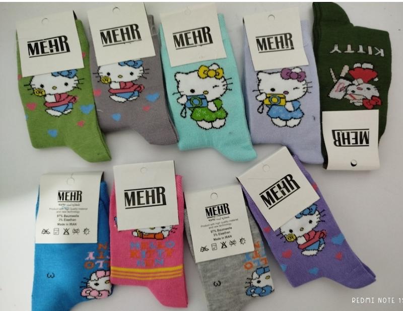 جوراب بچه گانه طرح کیتی 