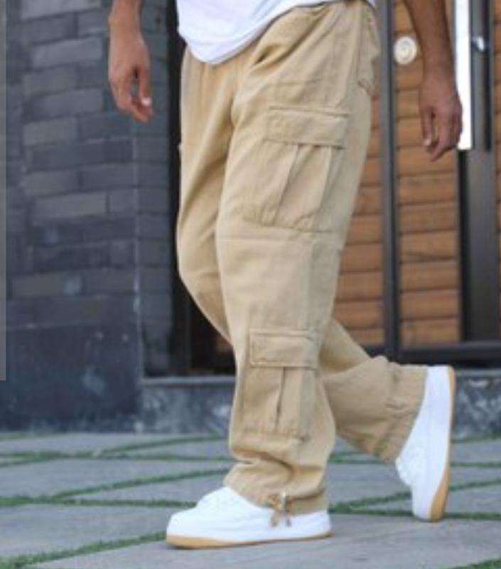 شلوارکارگو بگ کتان پایین گت دار