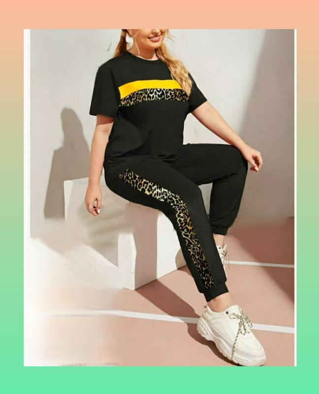 ست تیشرت و شلوار طرح پلنگی